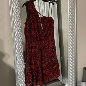 Michael kors one shoulder python red dress